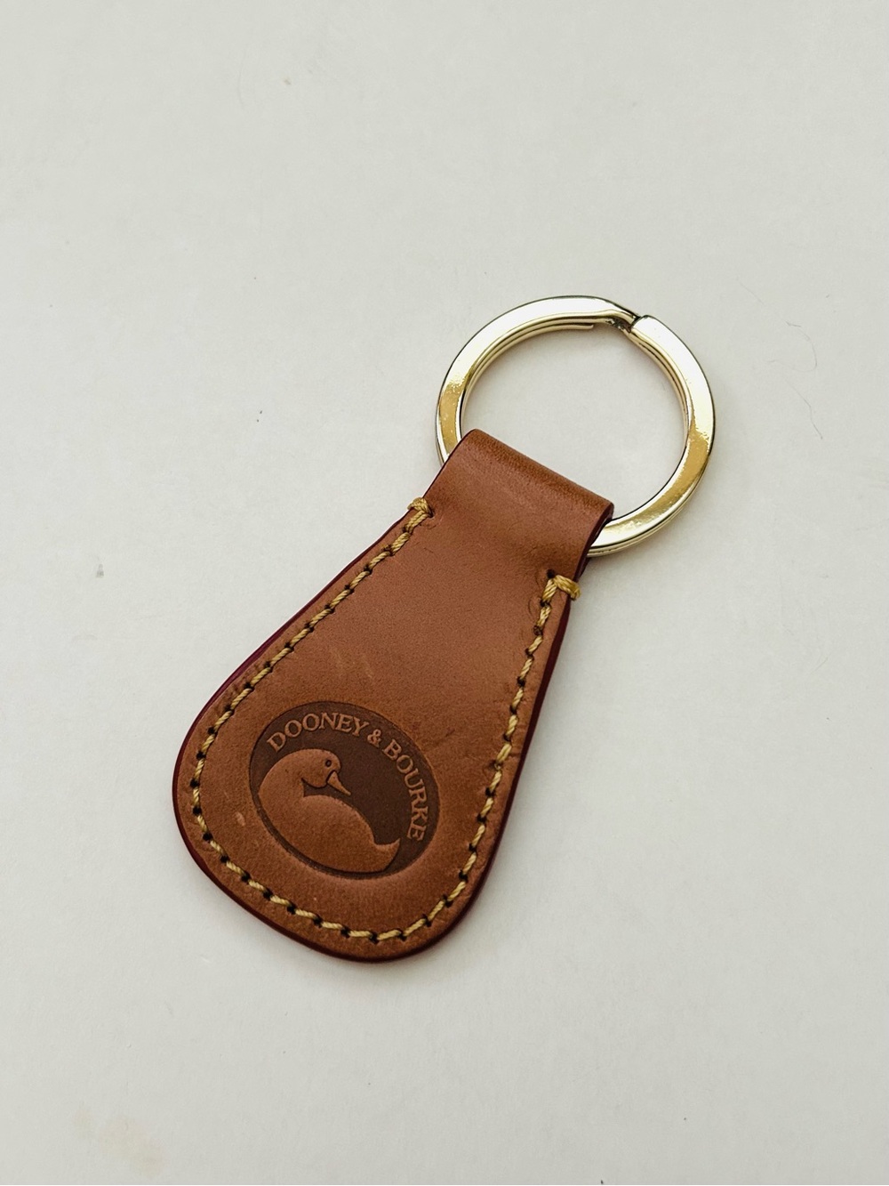 Dooney & Bourke Tan Leather Key Fob with Gold Ring - Picture 4 of 4